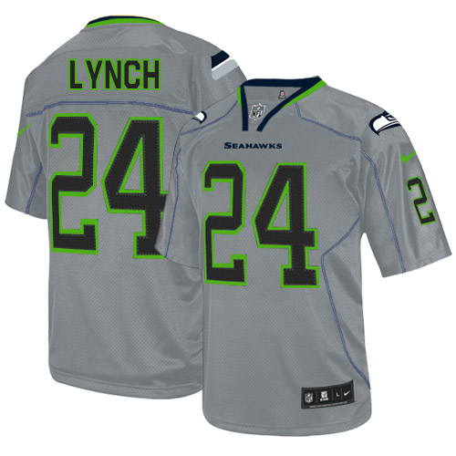 Men's Elite Marshawn Lynch Nike Jersey Lights Out Grey - #24 NFL Seattle Seahawks